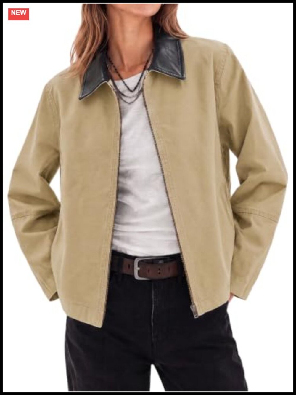 Oversized Cotton Canvas Barn Jacket Zip Up Lightweight Utility Coat